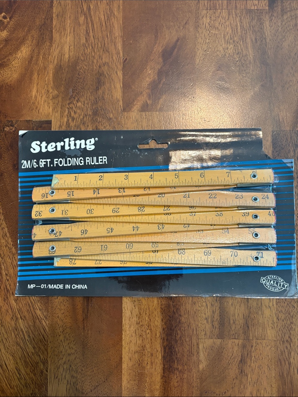 Vintage Sterling 2M / 6FT Folding Ruler in Natural Wood new in package